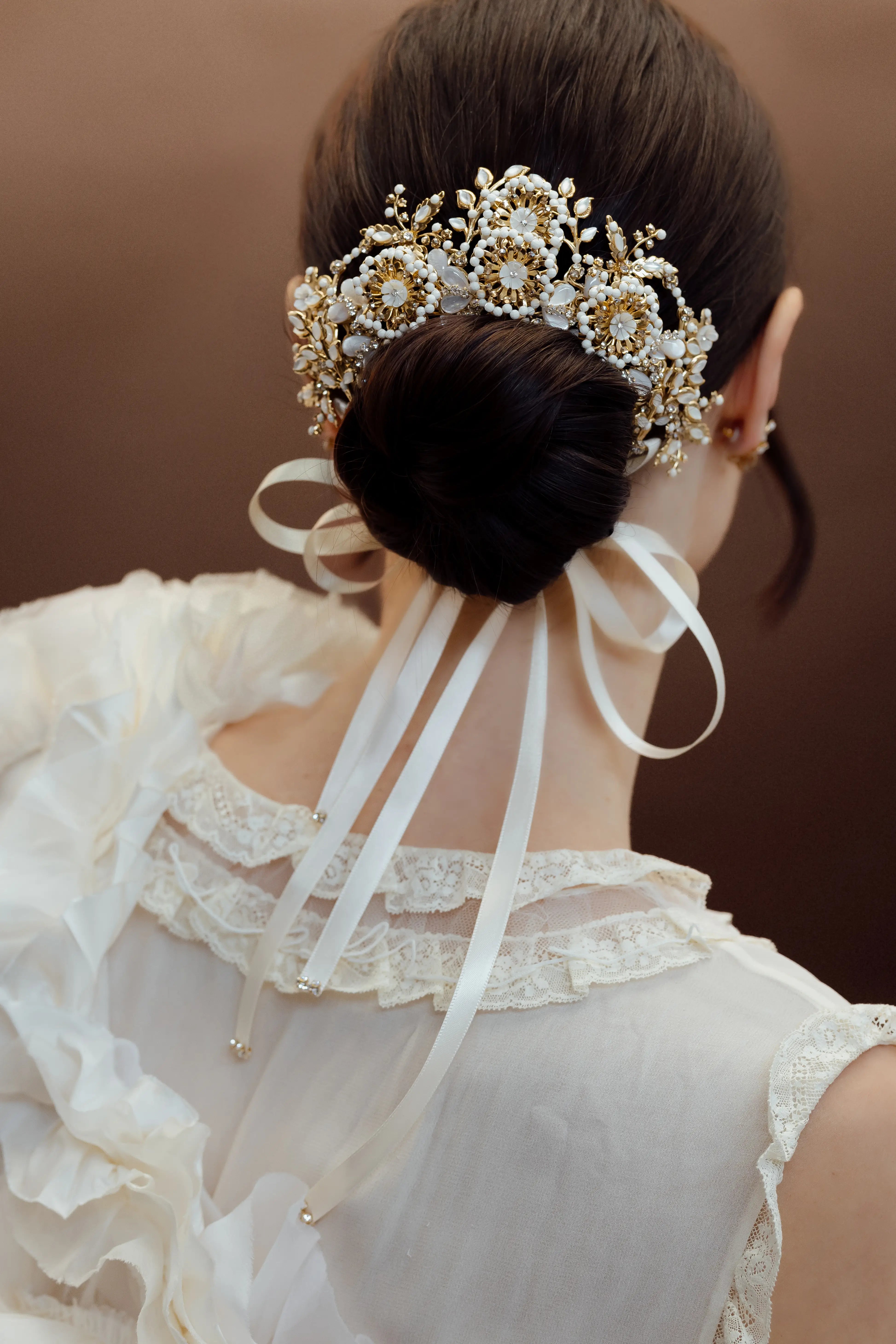 Maria Elana Floral Comb Hairpiece GARDENIA COMB – mariaelenaheadpieces main image 2