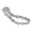 Silver tiara with floral and leaf designs on a white background