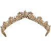 Gold tiara with floral designs on a white background